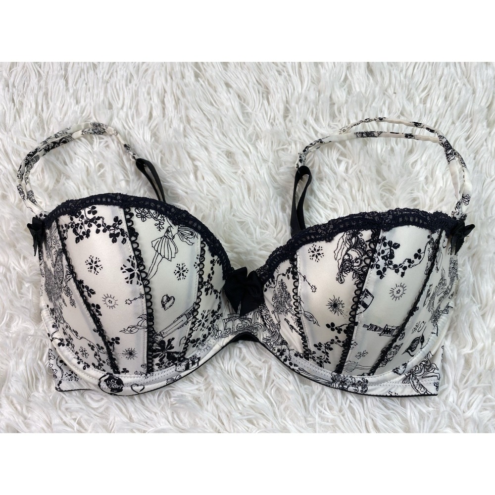 Victoria's Secret Sexy Little Things Women's 34D Ivory Black Push Up Bra
